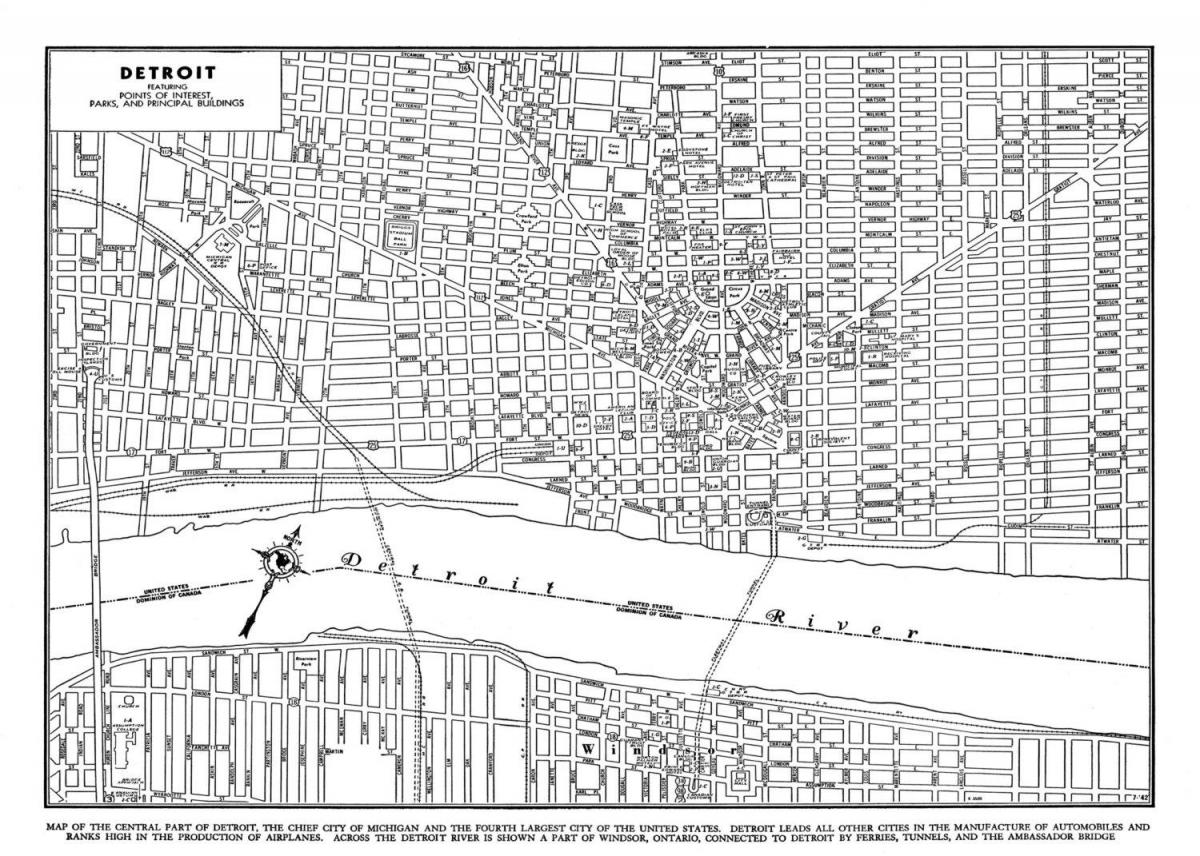 mapa ulica Detroita